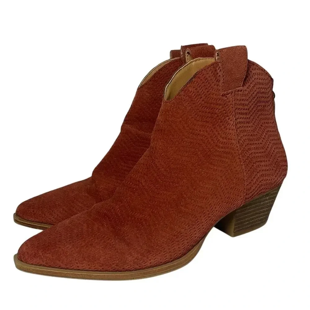 Dingo Kuster Pointed Toe Cowboy Casual Rust Ankle Boot Women's Size 6.5 - Picture 3 of 8